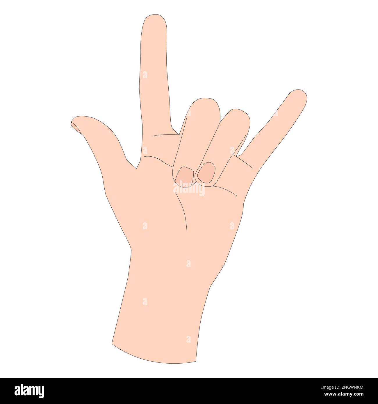 Hand gesture - devil horns. A symbol of rock music fans. Vector illusration isolated on white background Stock Vector