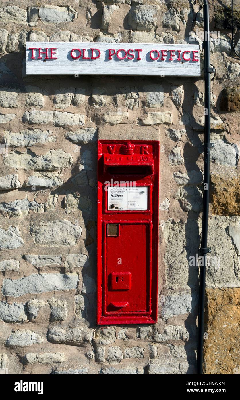Victorian post box on the Old Post Office, Blackwell, Warwickshire