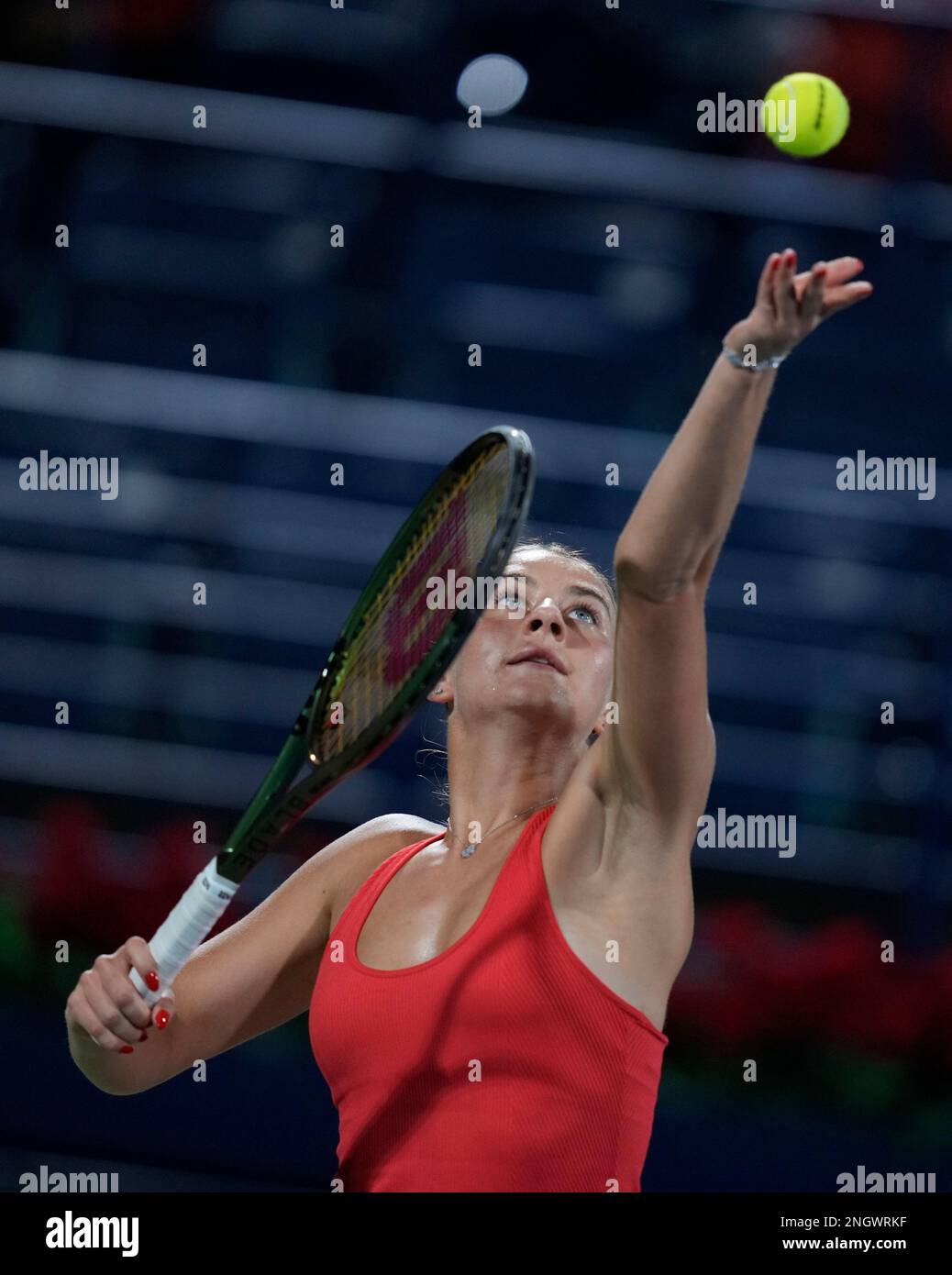 Ukraine s Marta Kostyuk Serves To Turkey s pek z During The Dubai ukraine-s-marta-kostyuk-serves-to-turkey-s-pek-z-during-the-dubai