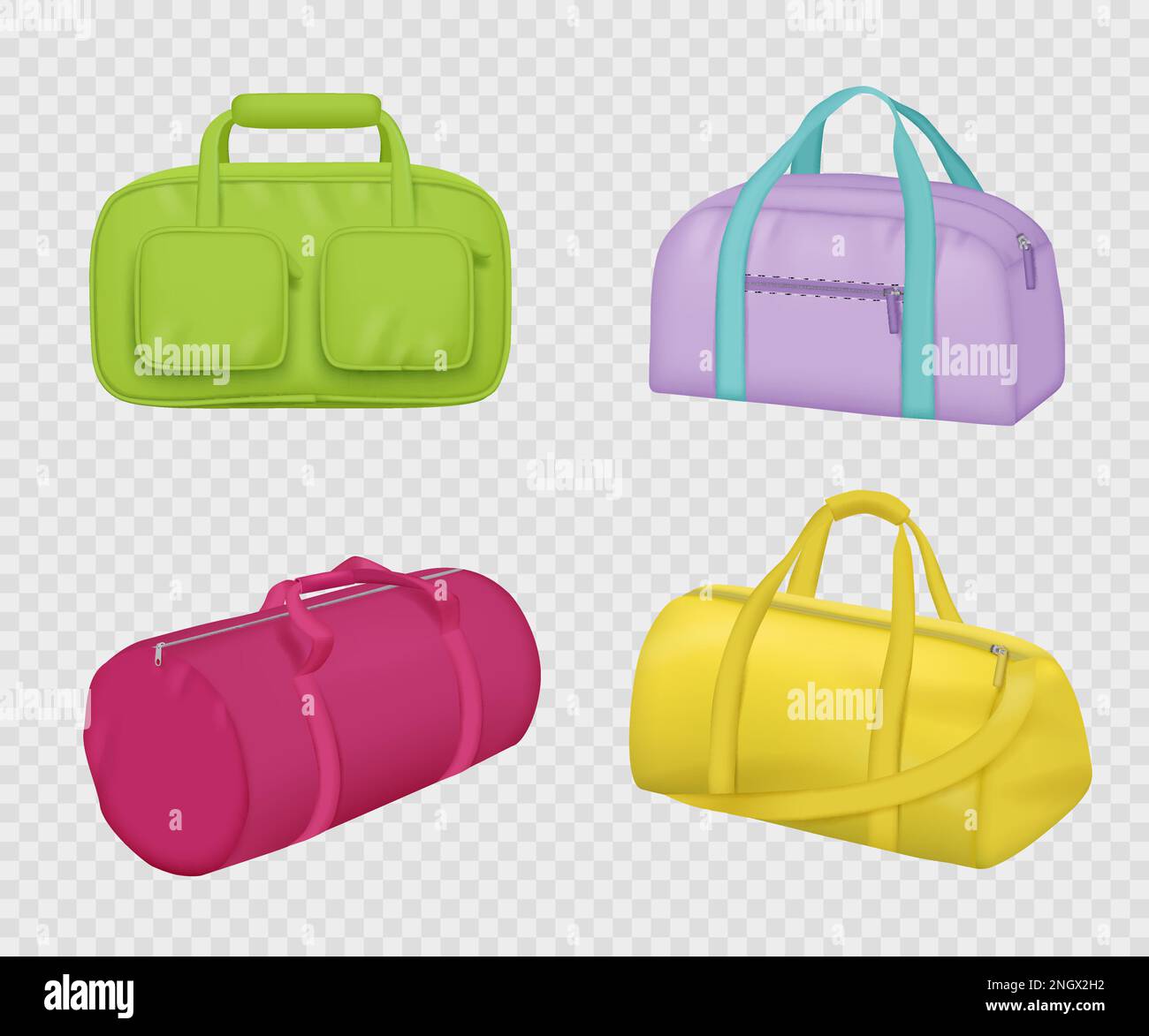 Sport bag. Realistic bags for fitness clothes workout luggage decent