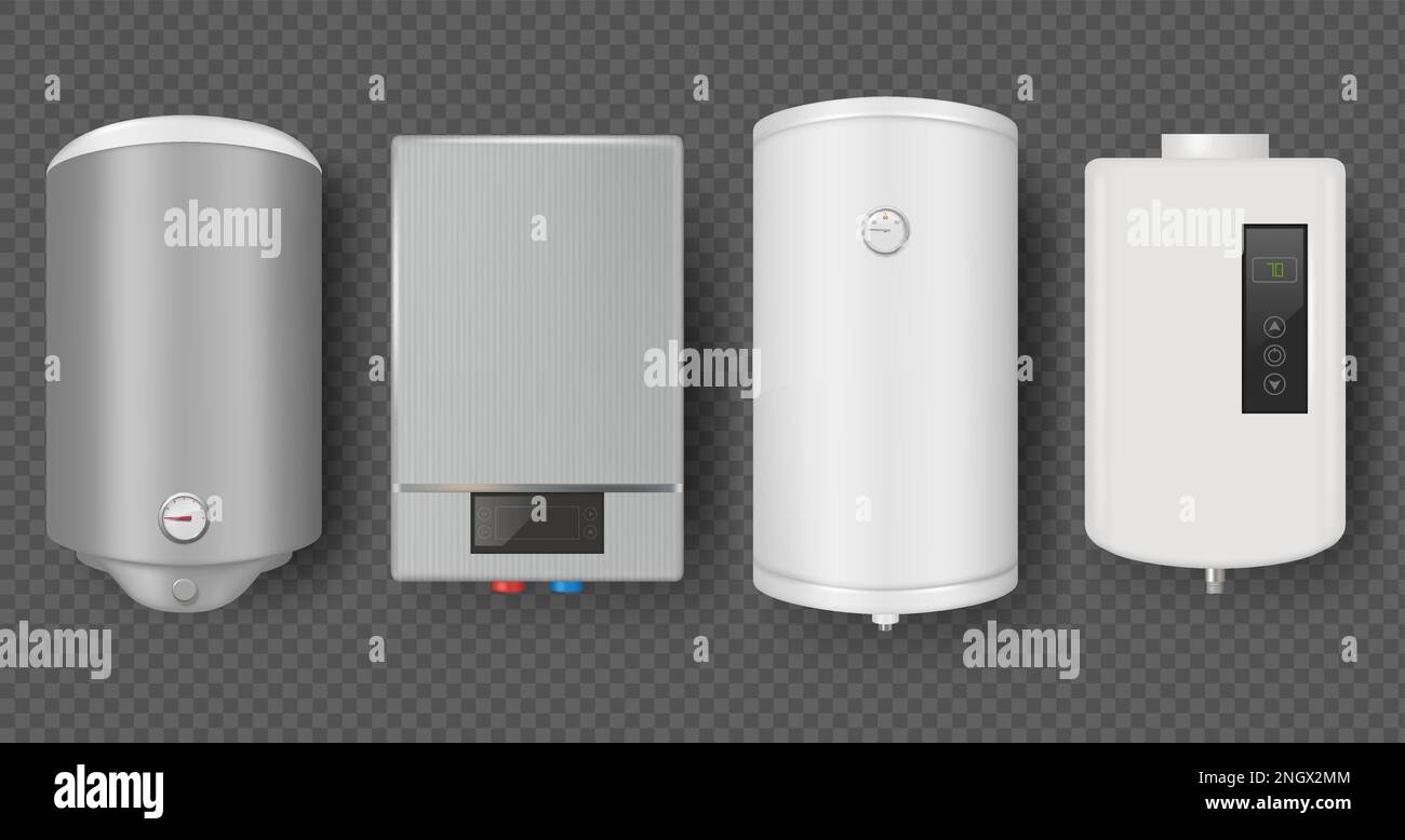 Water heater. Realistic electrical gas boiler for modern interiors smart heating systems for