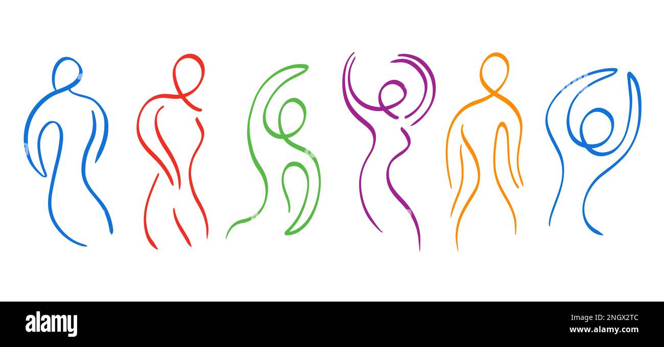 Group of dancing people shapes Stock Vector