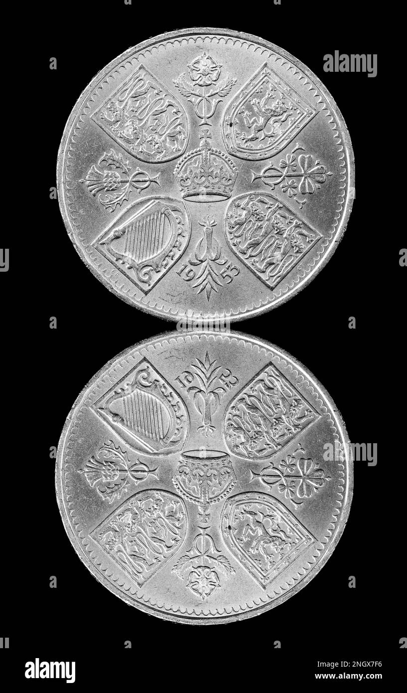 Reverse of a 1953 crown coin which were issued to commemorate the