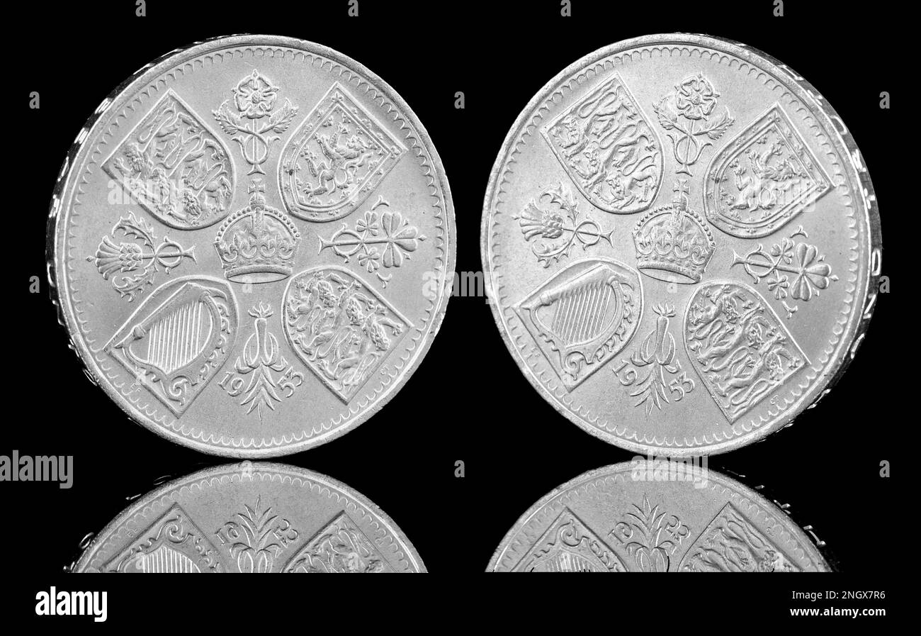 Reverse of a 1953 crown coin which were issued to commemorate the