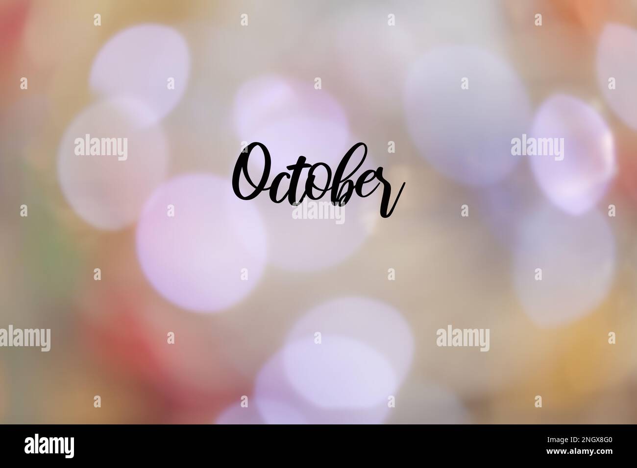 A blurred colorful background with the name "October" in English written on it Stock Photo Alamy