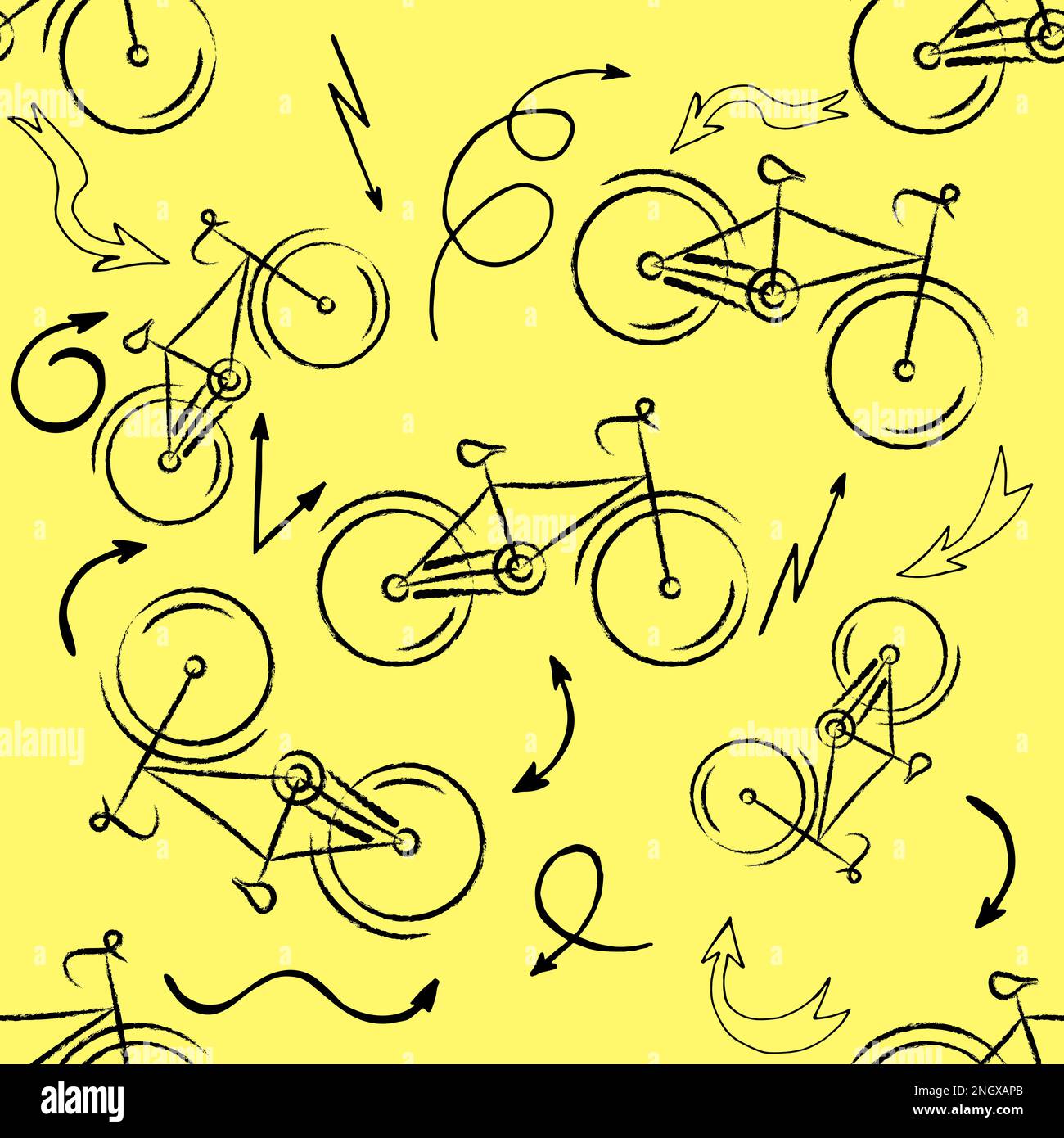 Seamless bicycles pattern stylish sporty print vector illustration