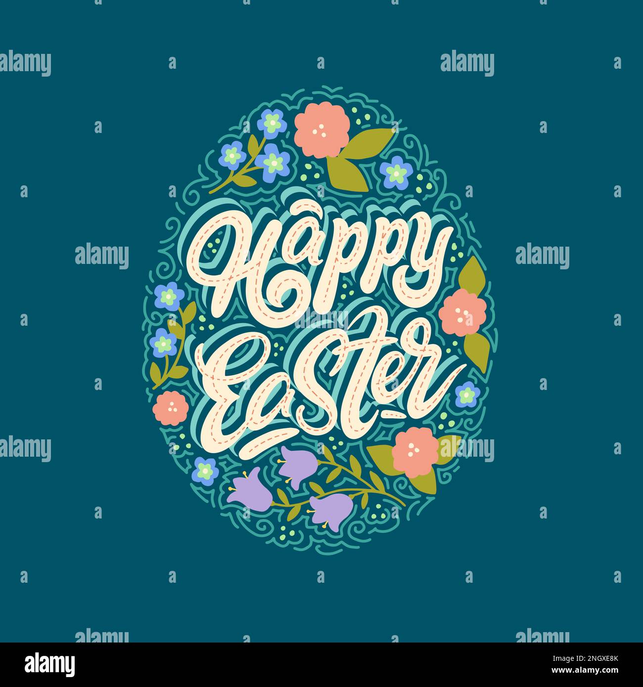 Painted Easter egg in flat style for print and design. Vector illustration. Stock Vector