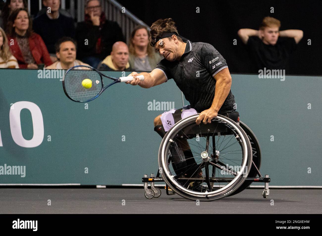 ROTTERDAM, THE NETHERLANDS - FEBRUARY 19 : Martin de la Puente of Spain in  action during the final of Uniqlo Wheelchair Tennis Tour ABN AMRO World  Tennis Tournement 2023 between Alfie Hewitt