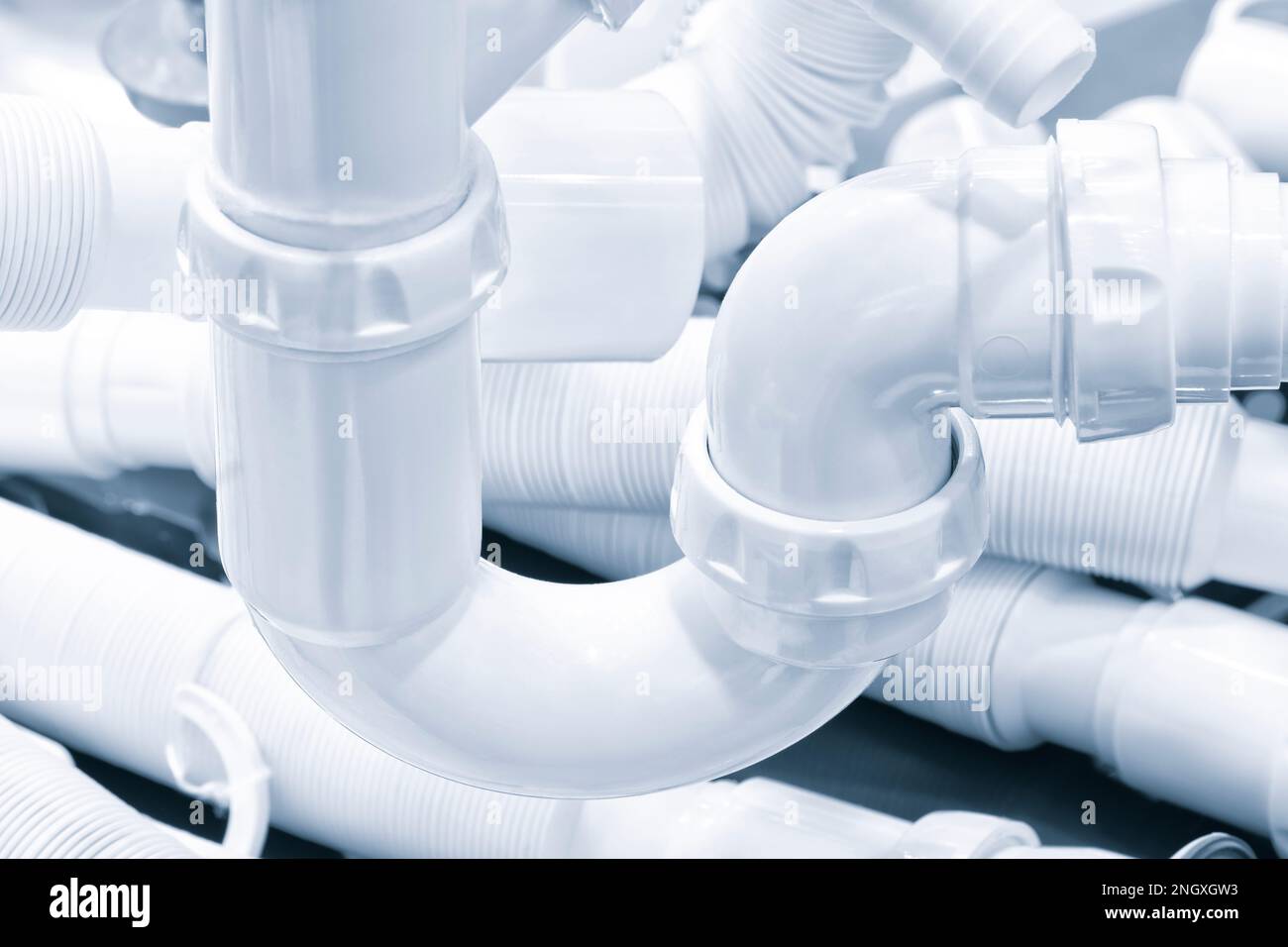 Plumbing sanitary white plastic sewer pipes siphons overflows for