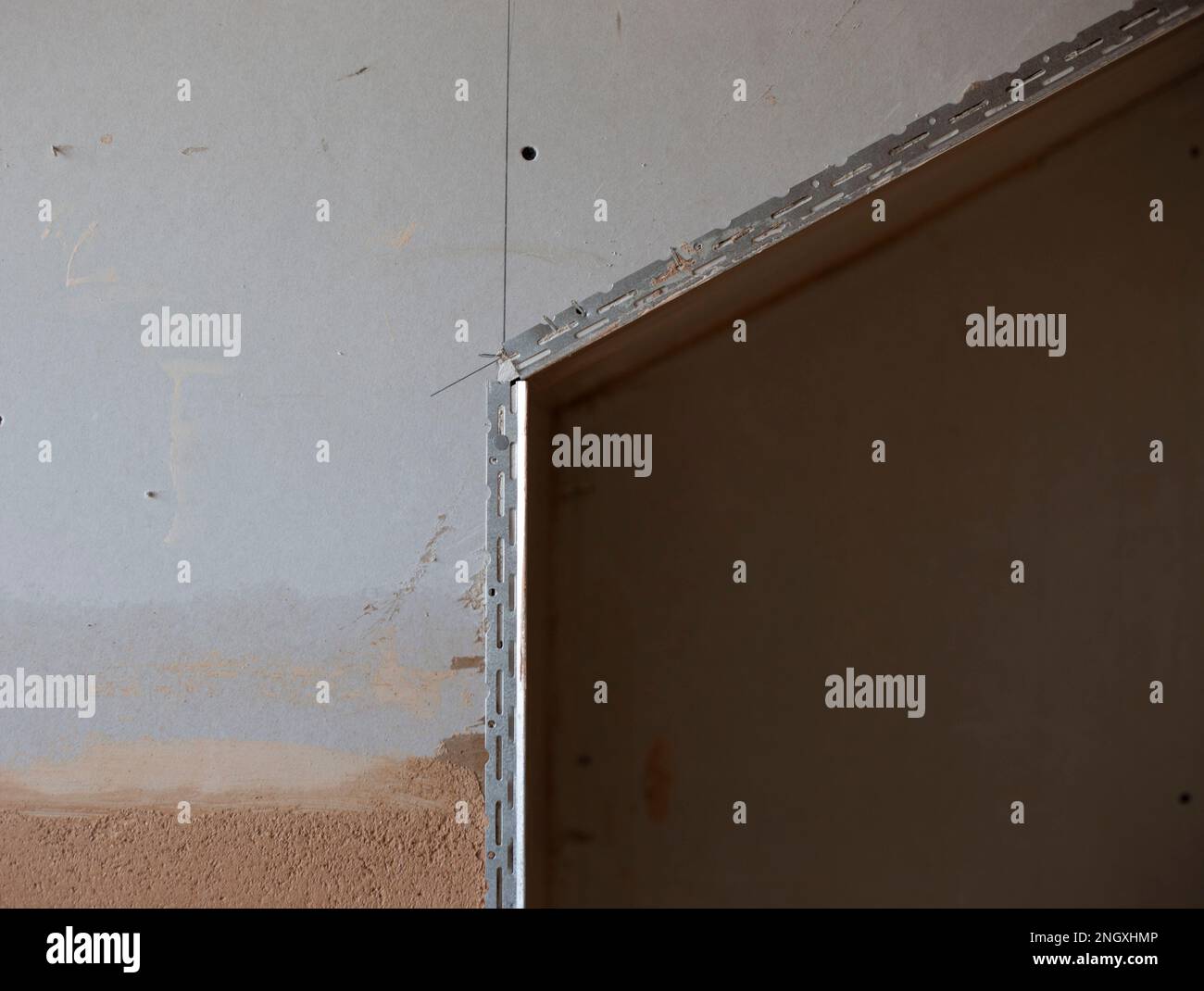 Plasterboard metal edge beading Stock Photo Alamy