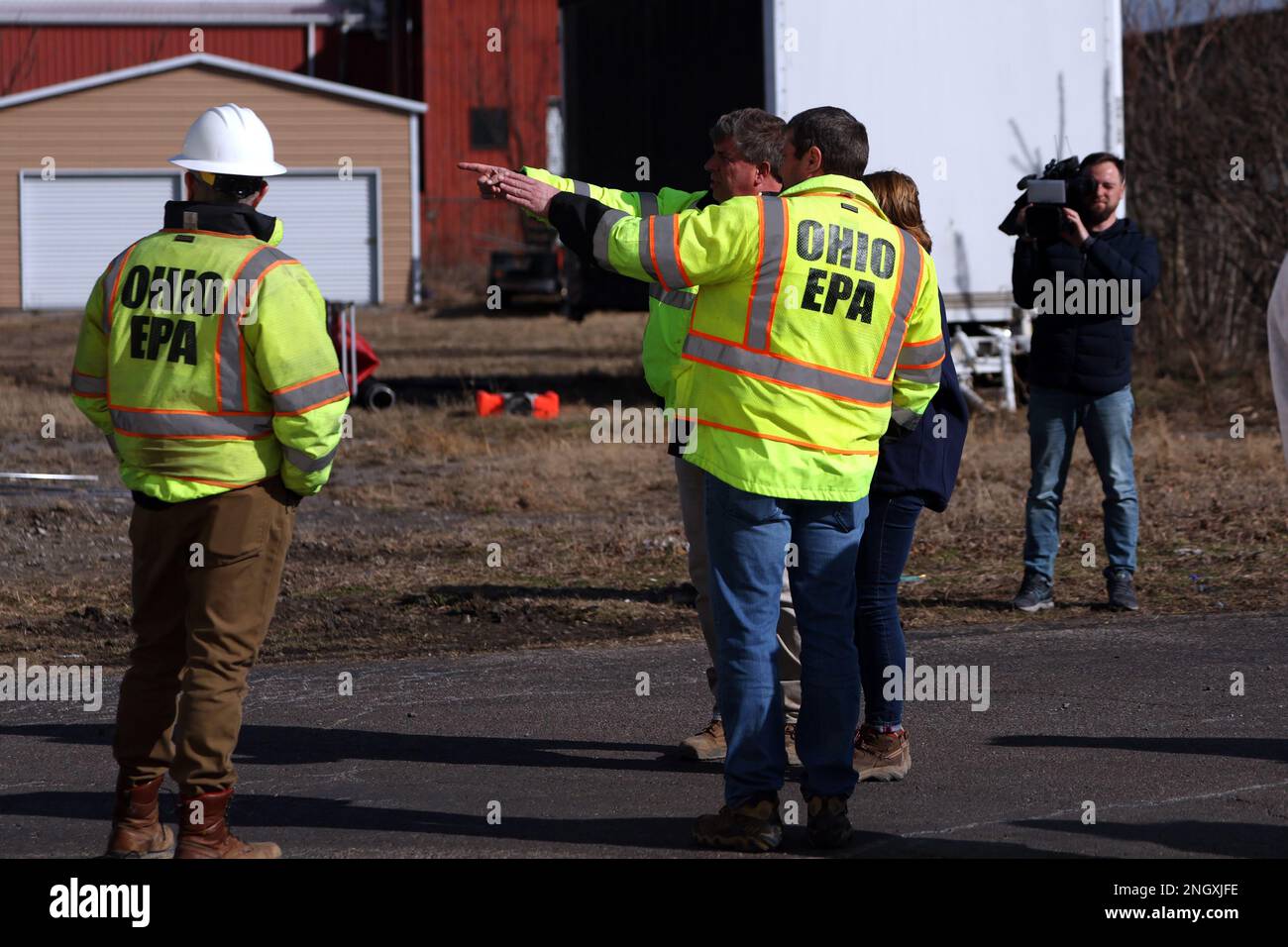 East Palestine, OH, USA. 19th Feb, 2023. Members of the Ohio EPA and