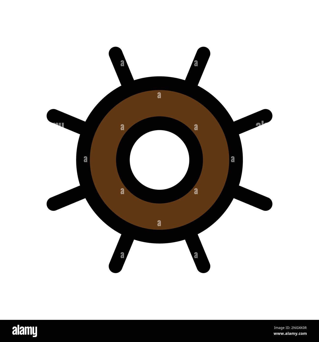 Rudder of the ship icon line isolated on white background. Black flat ...