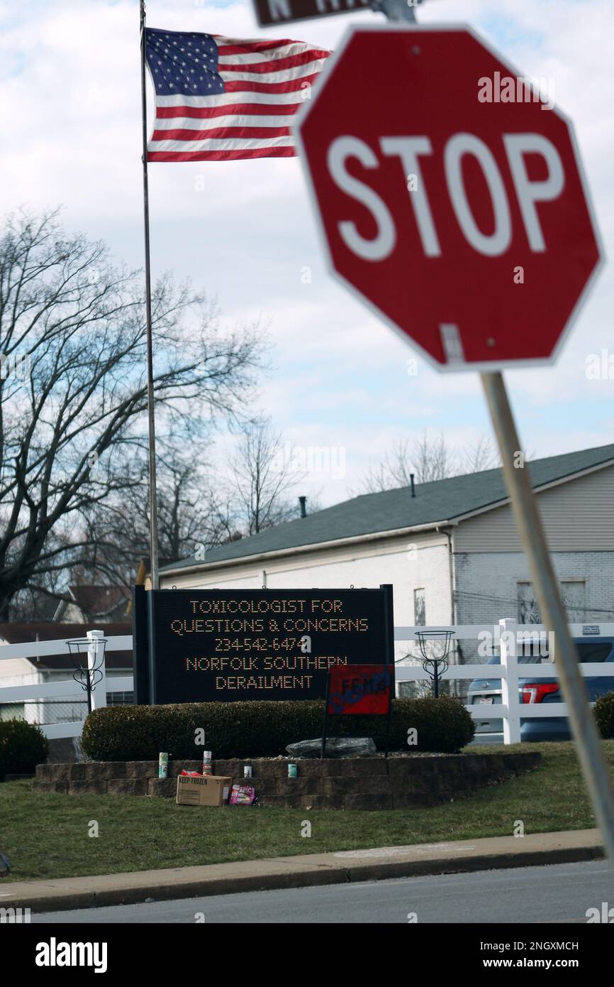 East Palestine, OH, USA. 19th Feb, 2023. View of East Palestine, Ohio