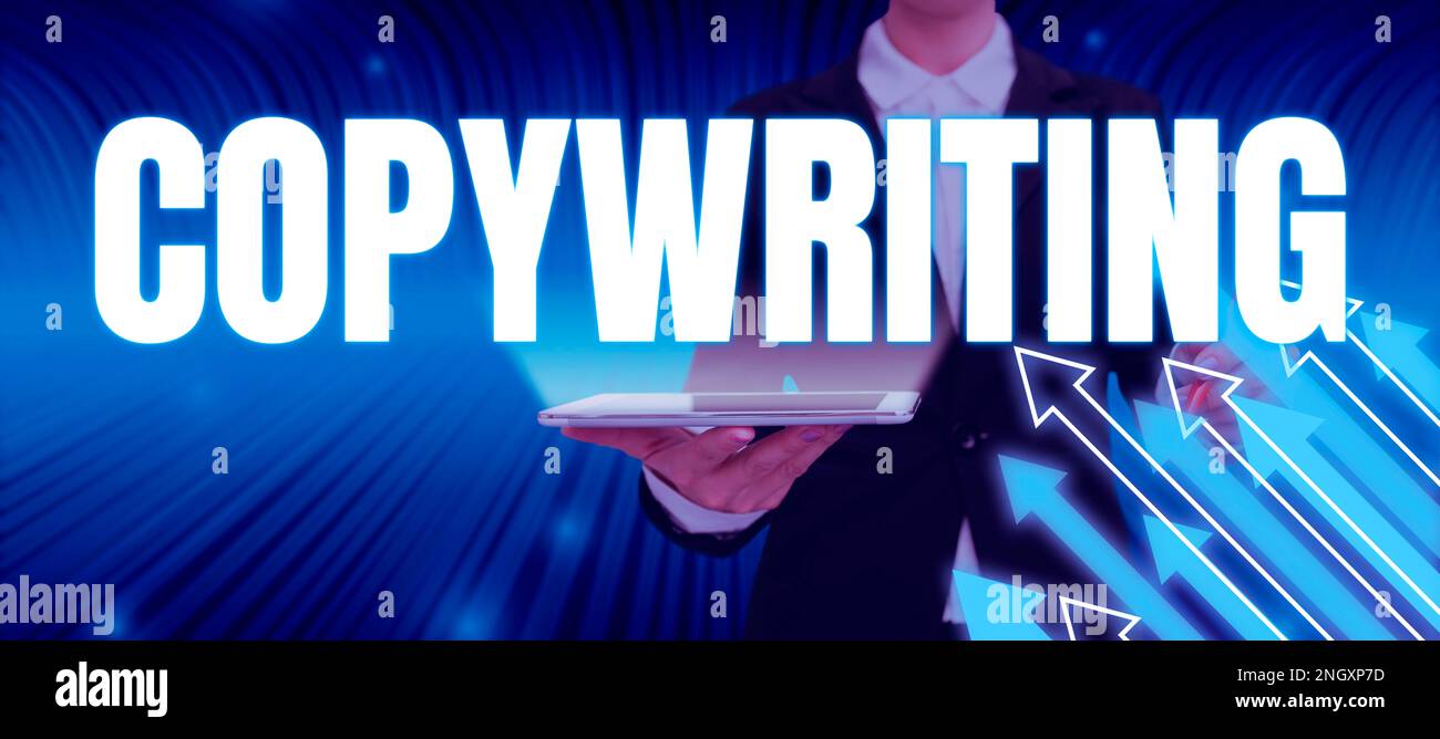Conceptual caption Copywriting. Internet Concept writing the text of ...