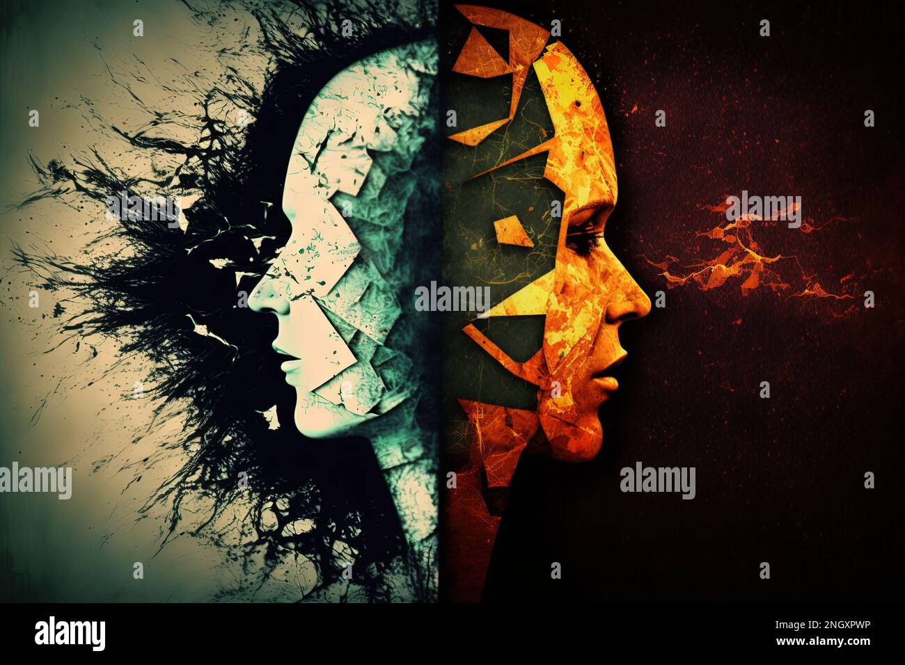 split personality disorder , woman with two faces Stock Photo Alamy