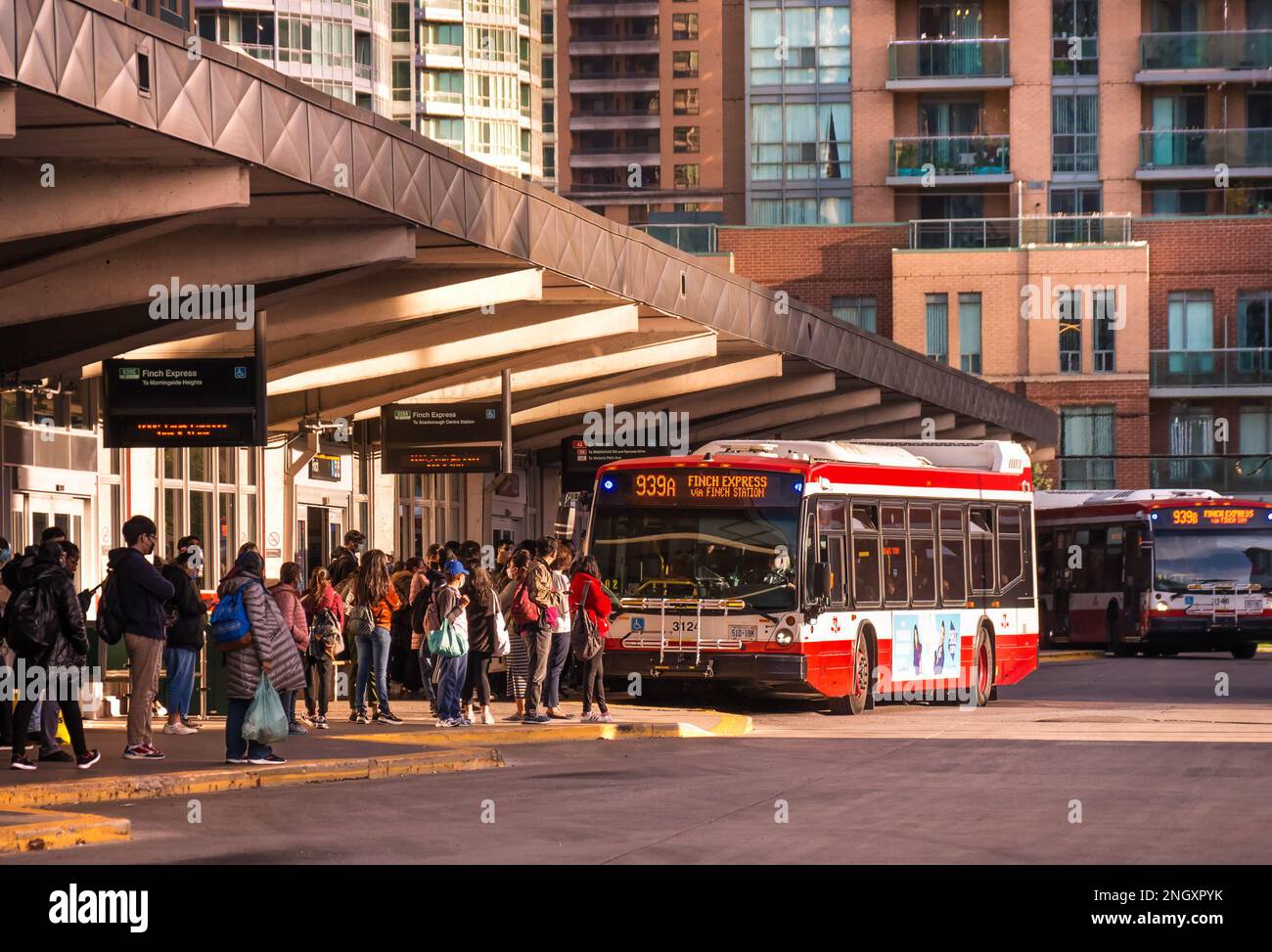 Toronto, Ontario, Canada 10 03 2022 Passengers at Finch subway
