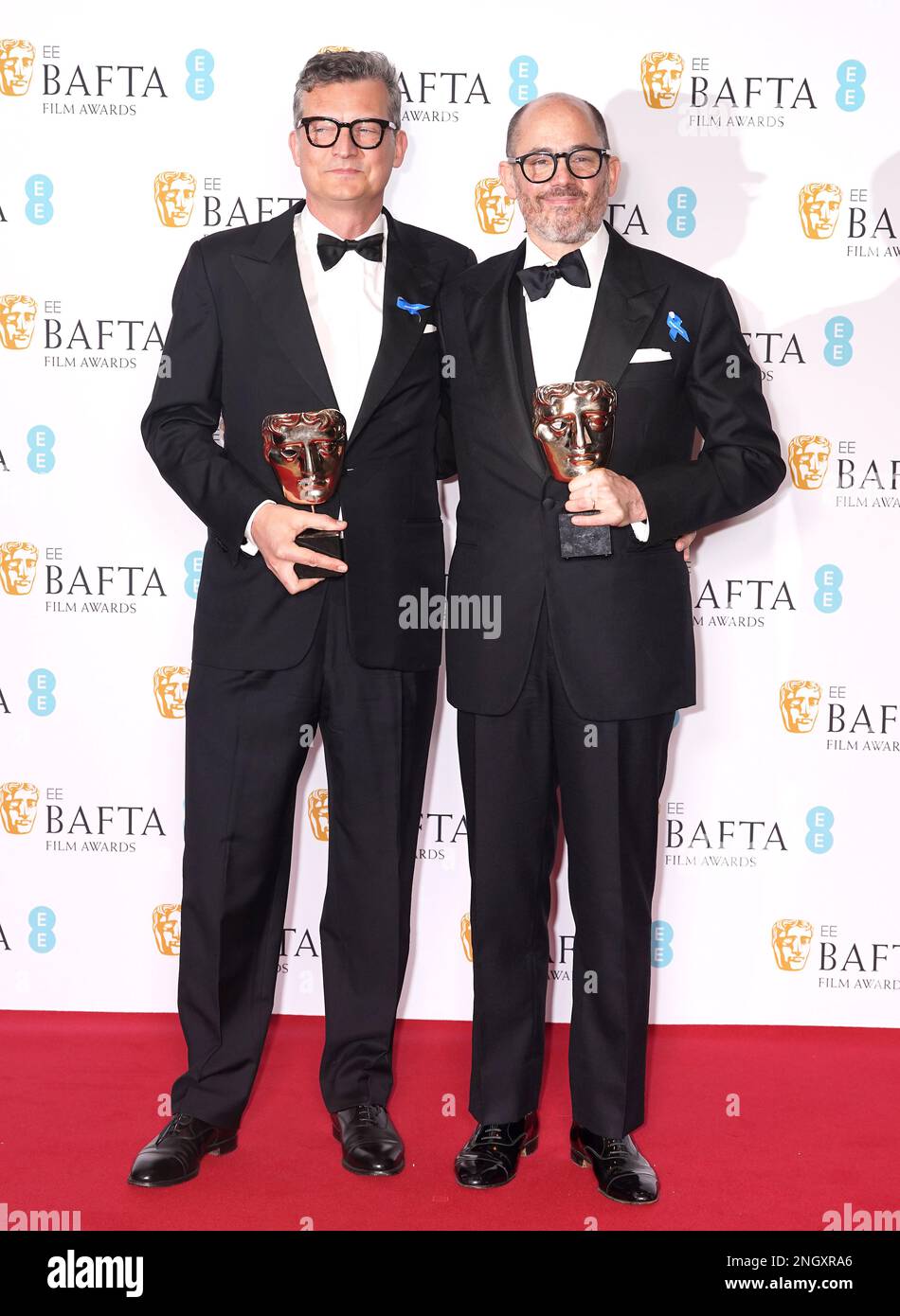Malte Grunert and Edward Berger (right) pose for the award for Film Not In The English Language for All Quiet on the Western Front in the press room at the 76th British Academy Film Awards held at the Southbank Centre's Royal Festival Hall in London. Picture date: Sunday February 19, 2023. Stock Photo