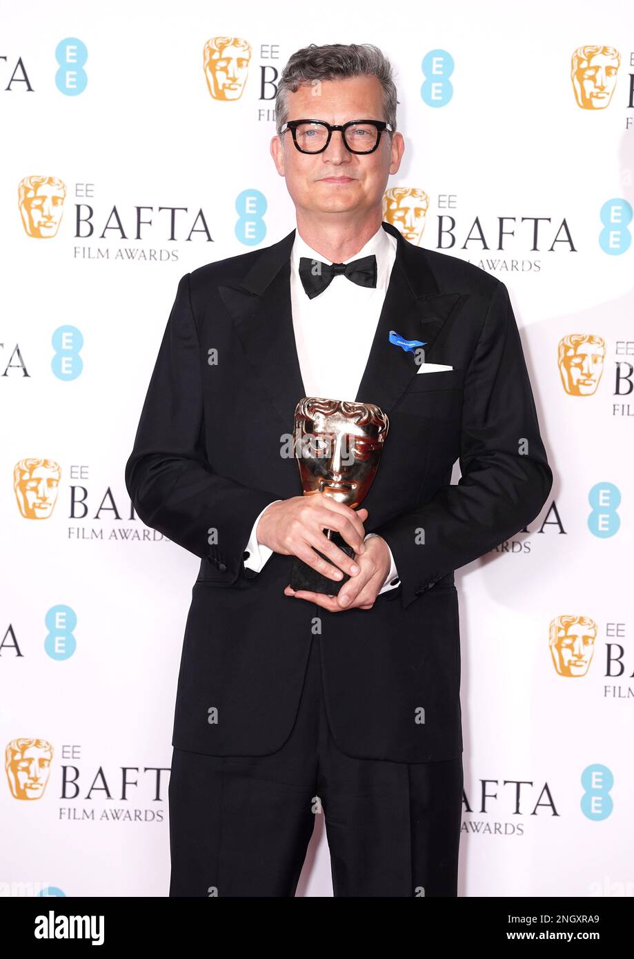 Malte Grunert poses for the award for Film Not In The English Language for All Quiet on the Western Front in the press room at the 76th British Academy Film Awards held at the Southbank Centre's Royal Festival Hall in London. Picture date: Sunday February 19, 2023. Stock Photo