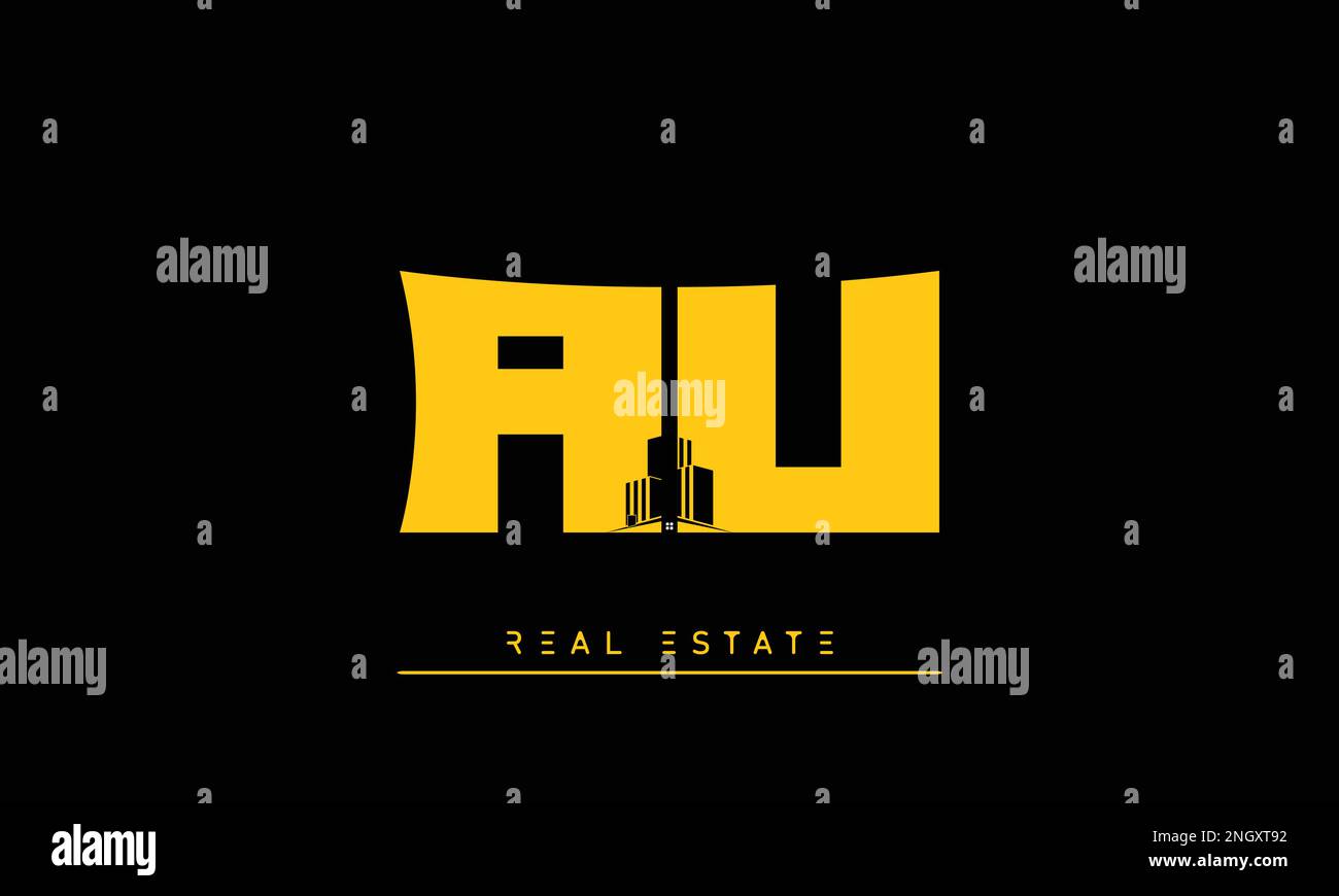 Real Estate letters Initials Monogram logo AU , UA Stock Vector Image