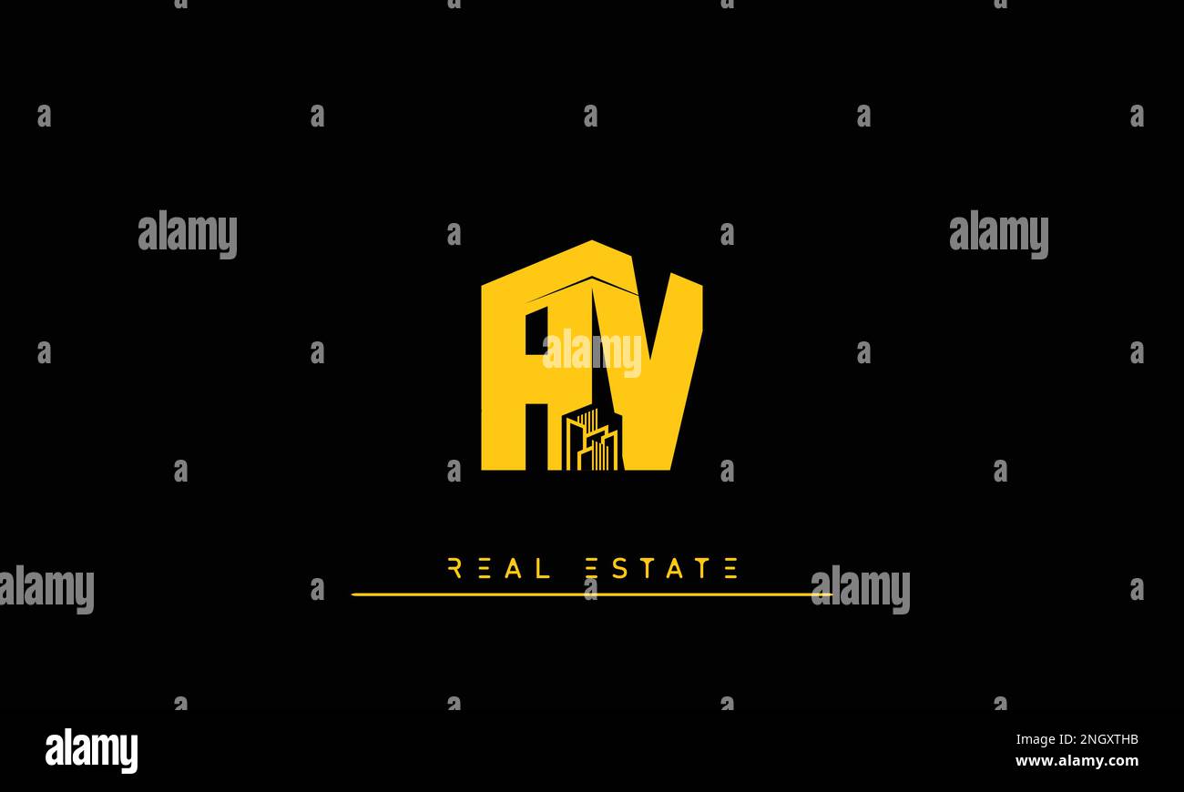 Real Estate letters Initials Monogram logo AV , VA Stock Vector