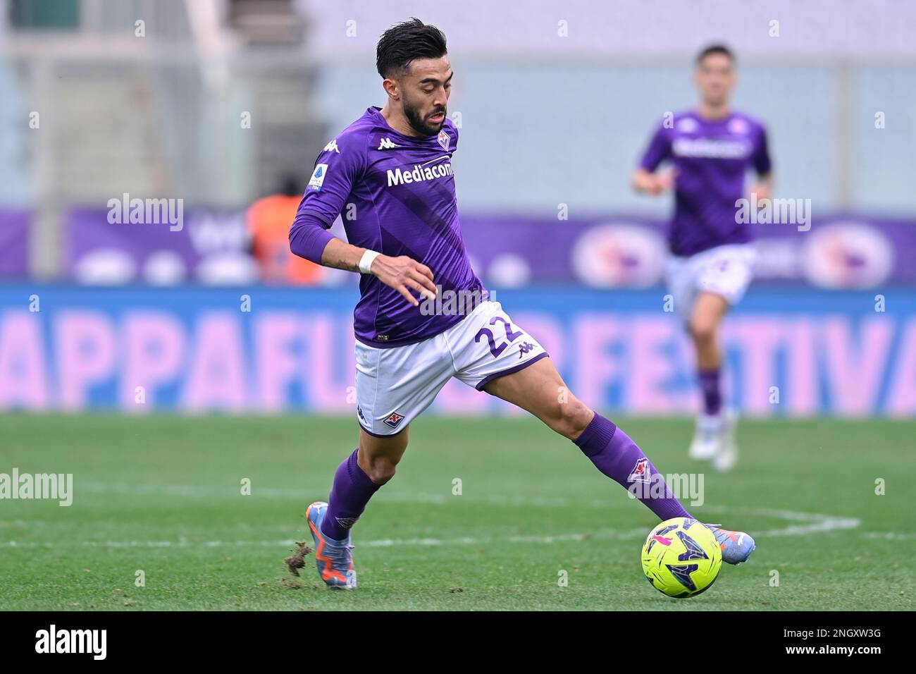 Florence, Italy. 03rd Apr, 2022. Nicolas Gonzalez (ACF Fiorentina)  celebrates after scoring a goal during ACF Fiorentina vs Empoli FC, italian  soccer Serie A match in Florence, Italy, April 03 2022 Credit