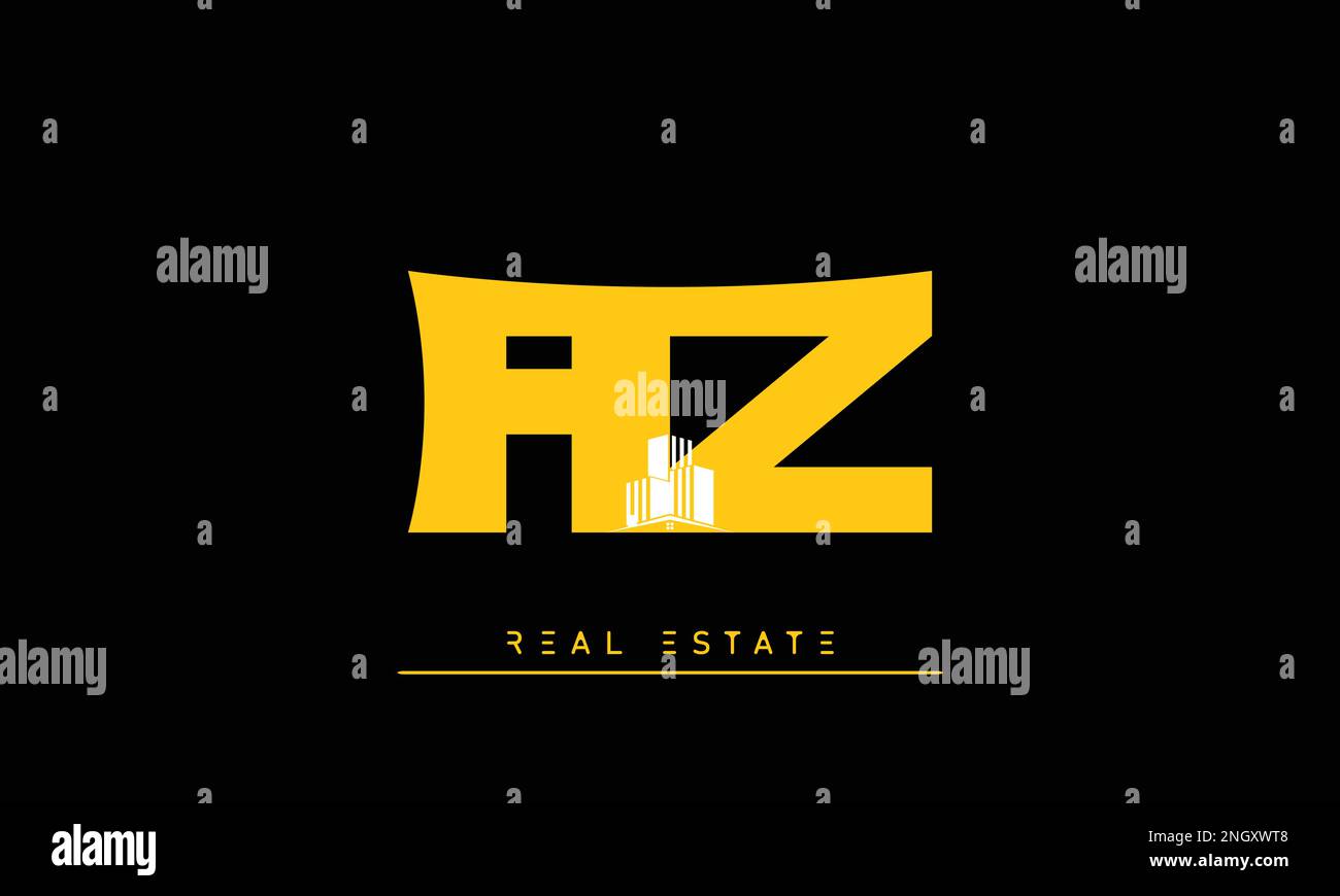 Real Estate letters Initials Monogram logo AZ , ZA Stock Vector