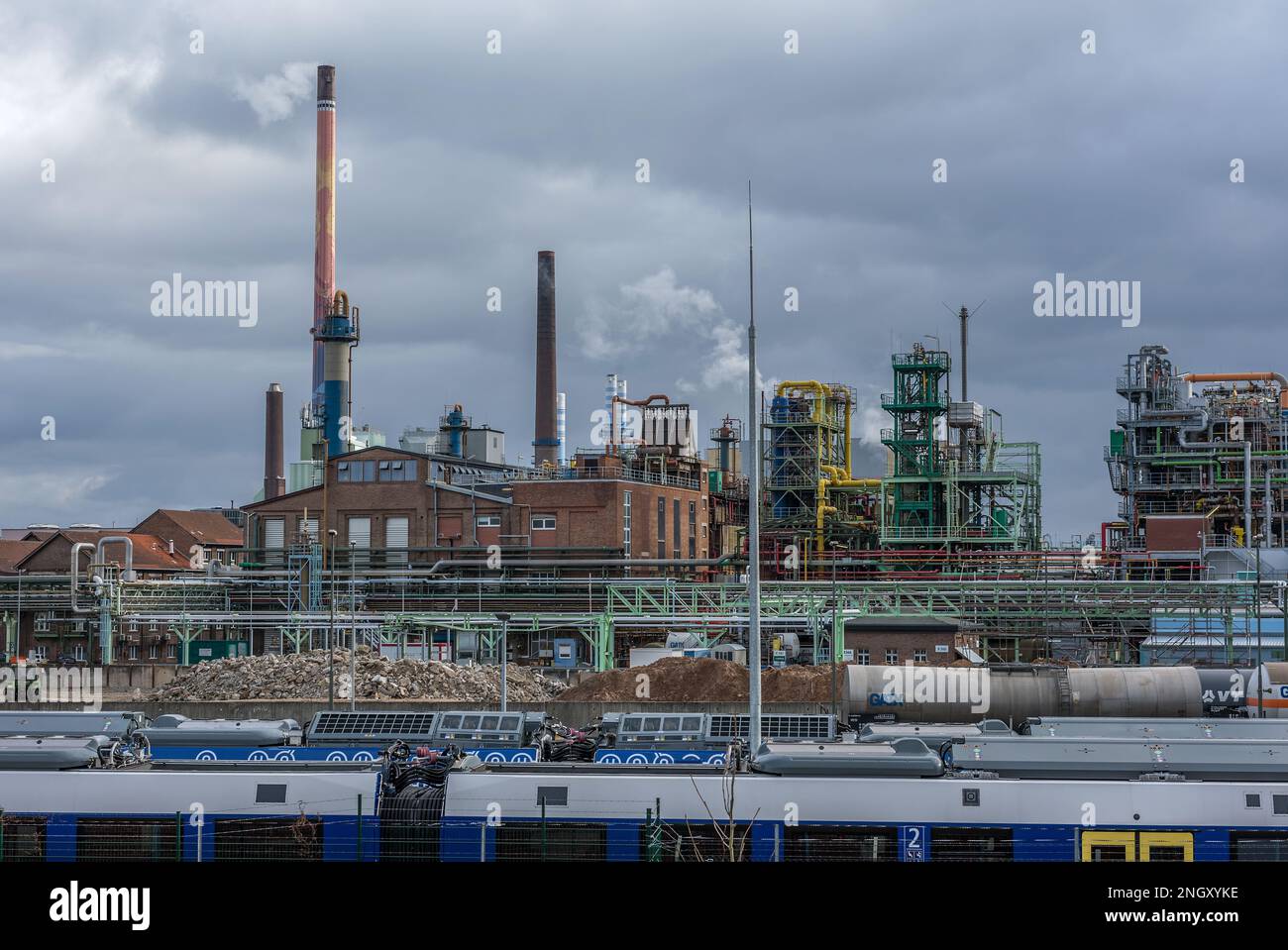 Factory building in an industrial park in Frankfurt-Hoechst Stock Photo