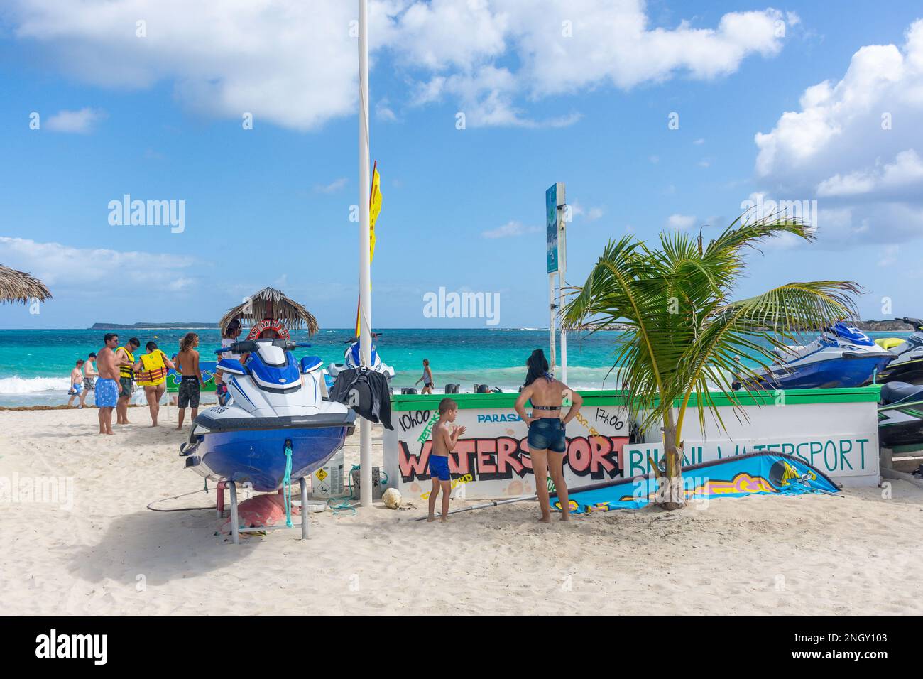Beach view, Orient Bay(Baie Orientale), St Martin (Saint-Martin), Lesser Antilles, Caribbean Stock Photo