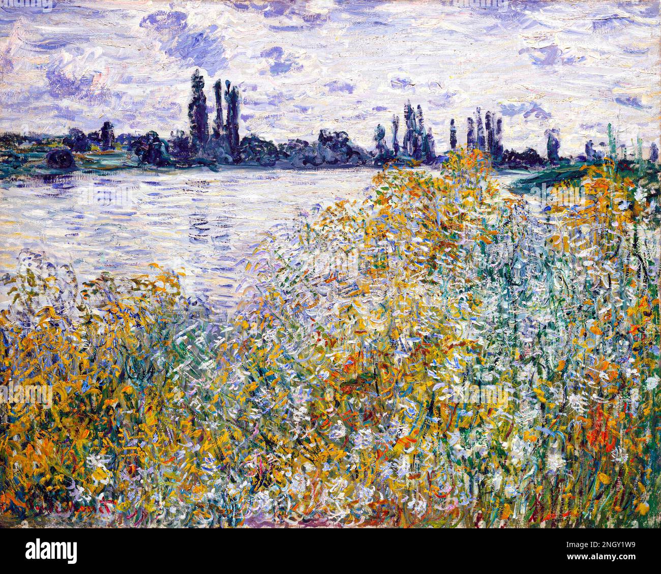 &Icirc;le aux Fleurs near V&eacute;theuil (1880) by Claude Monet, high resolution famous painting. Original from The MET. Stock Photo