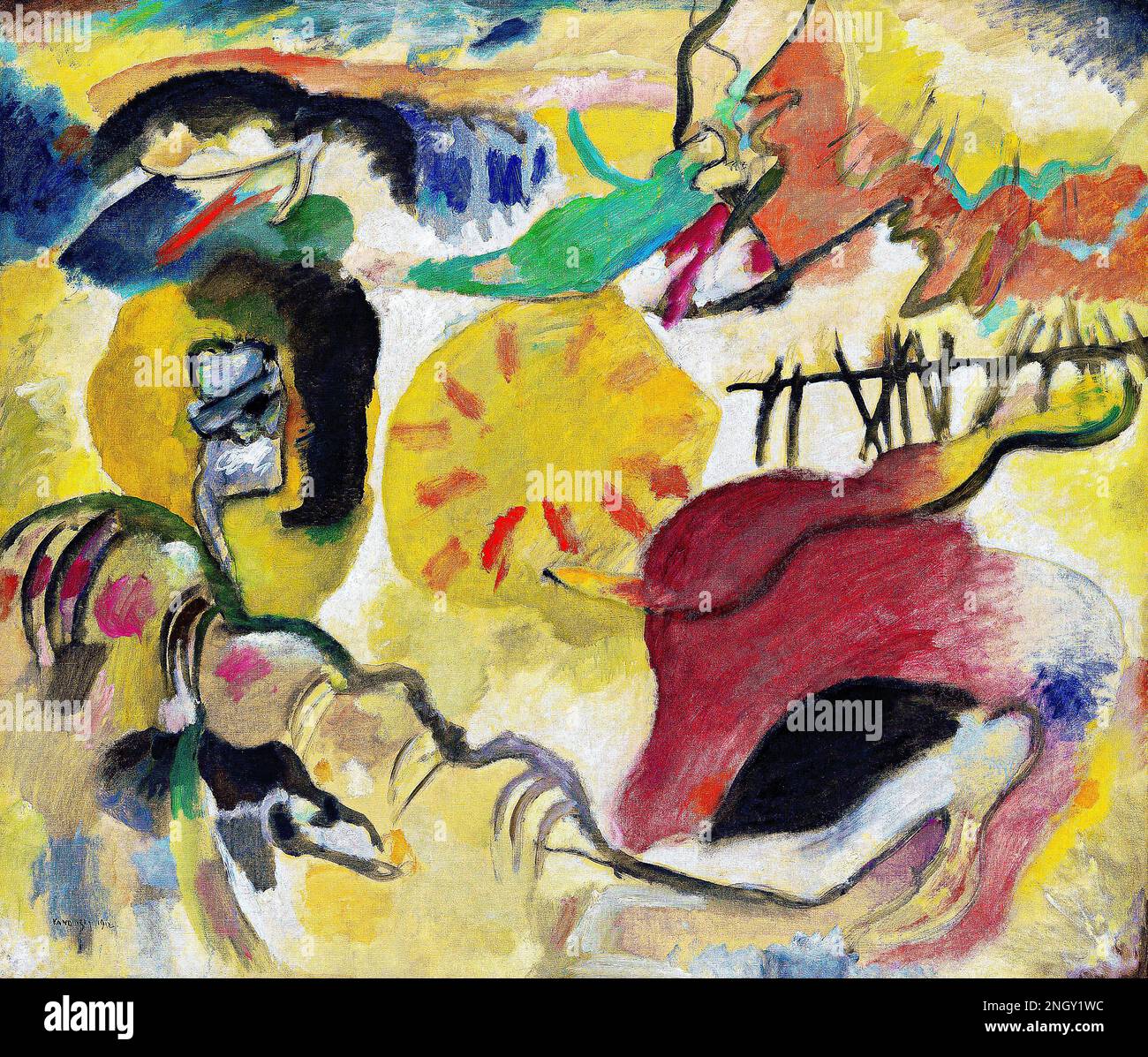 Improvisation 27 (Garden of Love II) (1912) painting in high resolution by Wassily Kandinsky. Original from The MET Museum. Stock Photo