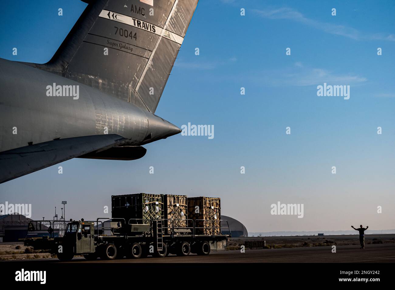 5 Galaxy Rear Ramp A U.S. Air Force Airman from the 380th Expeditionary Logics Readiness ...