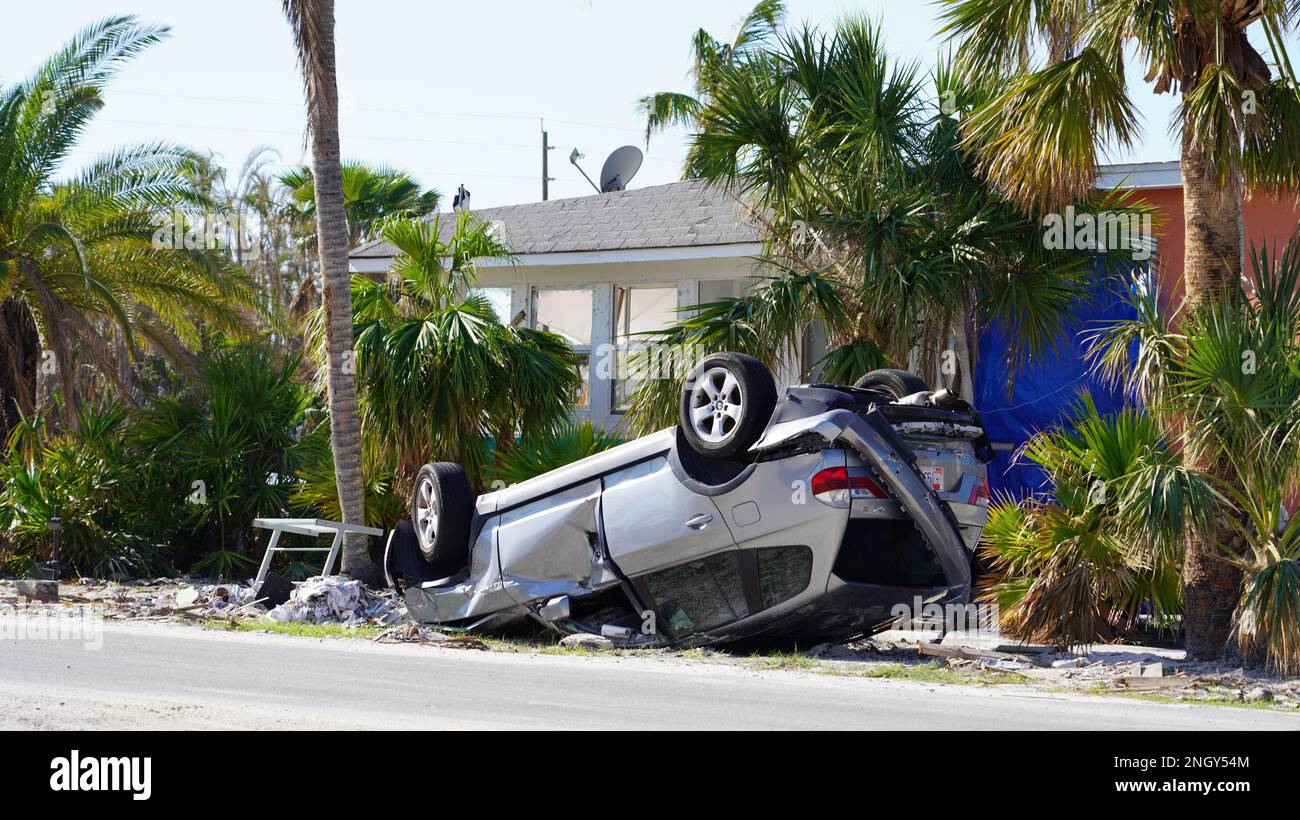 Bonita Springs, FL, USADecember 1, 2022 Car damage in areas impacted by Hurricane Ian