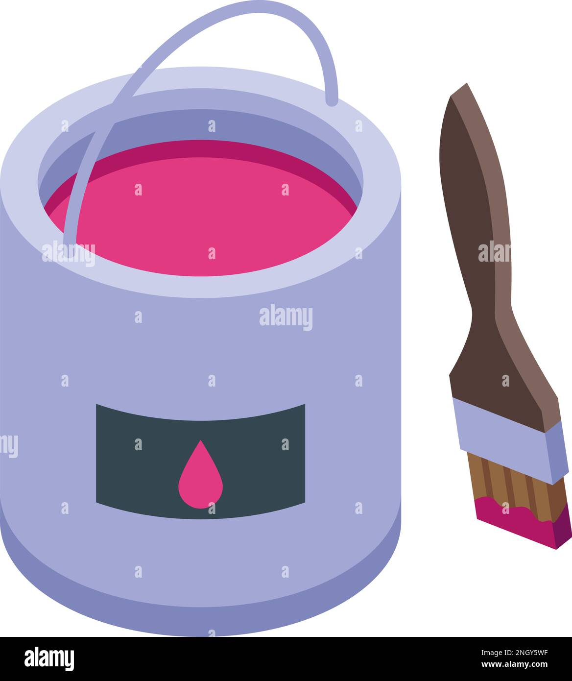 Paint bucket icon isometric vector. Worker engineer. Helmet team Stock ...