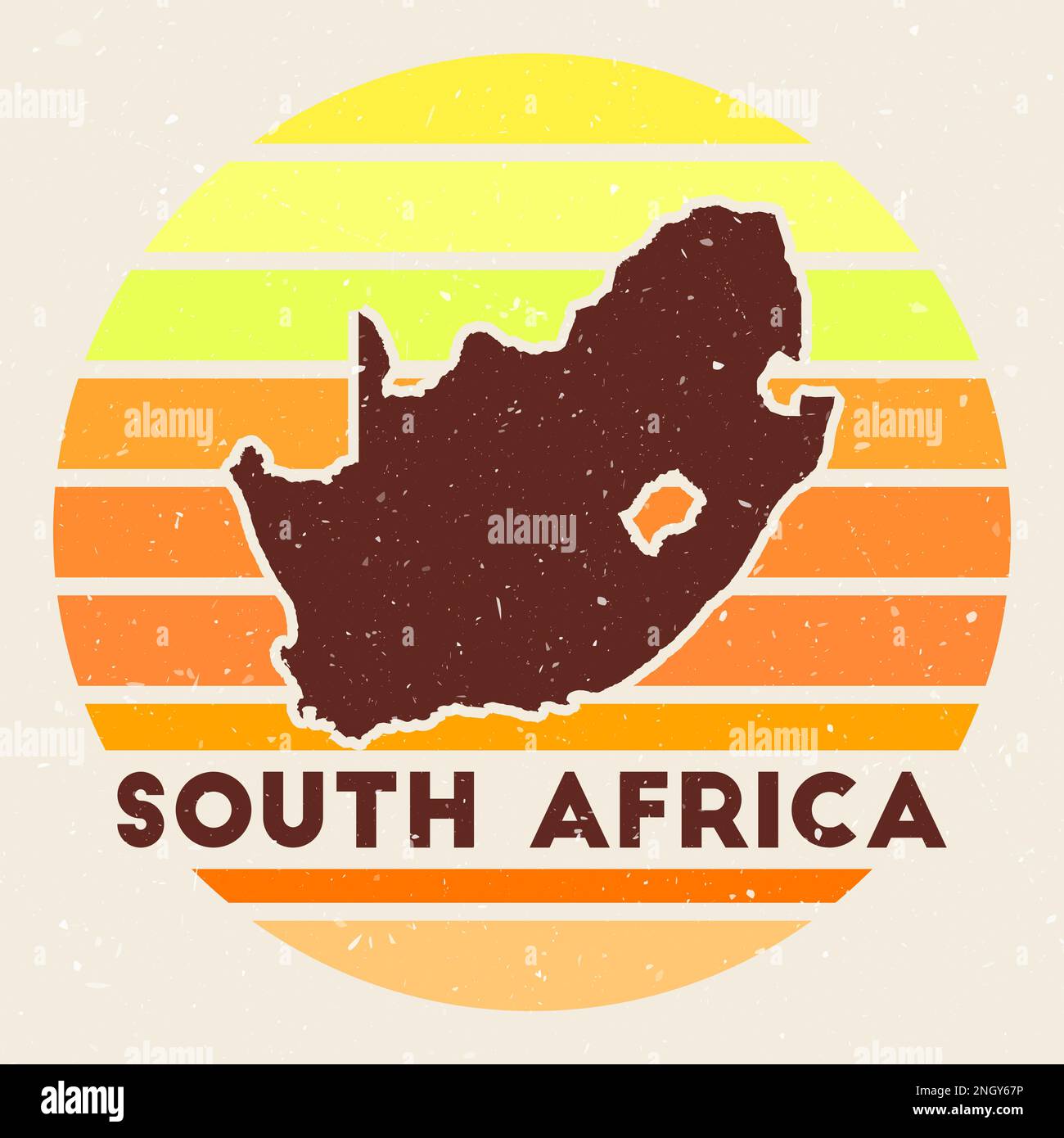 South Africa logo. Sign with the map of country and colored stripes, vector illustration. Can be