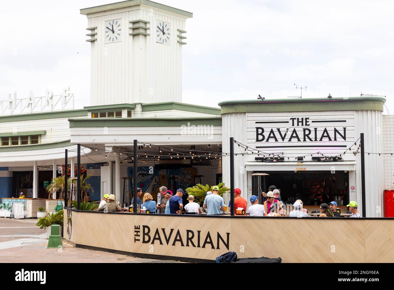 The Bavarian beer cafe and restaurant pub on Manly Wharf in Sydney,NSW,Australia summer 2023 Stock Photo