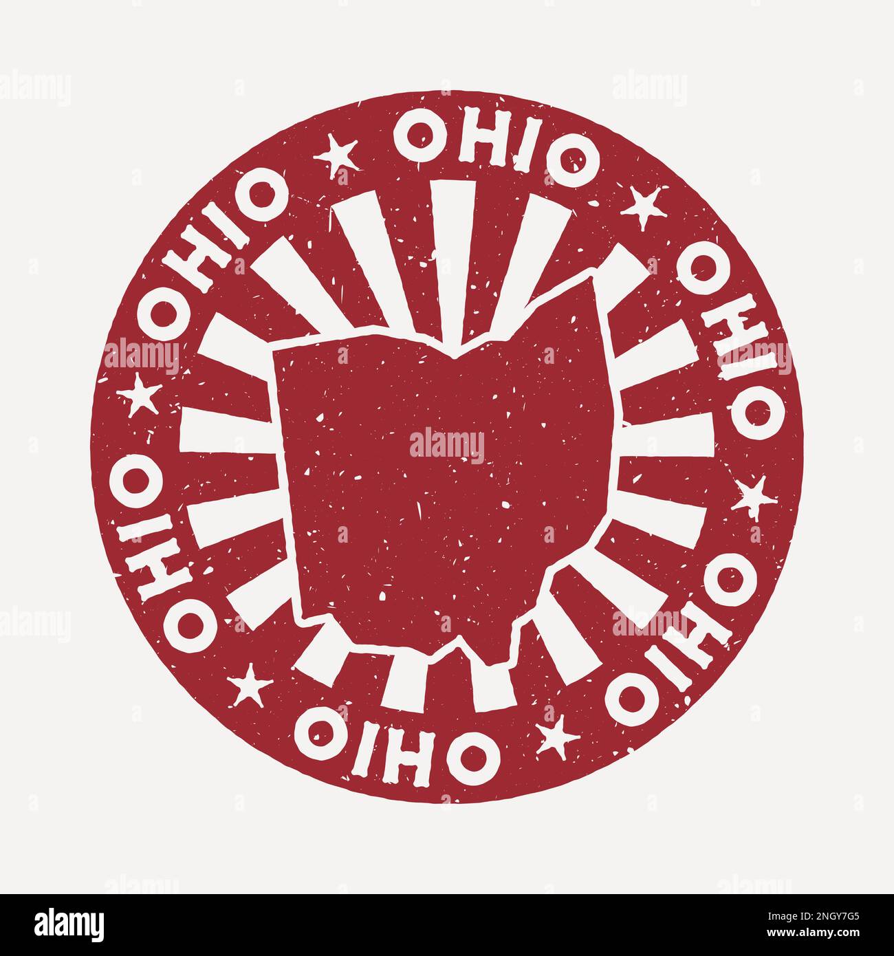 Ohio stamp. Travel red rubber stamp with the map of us state, vector