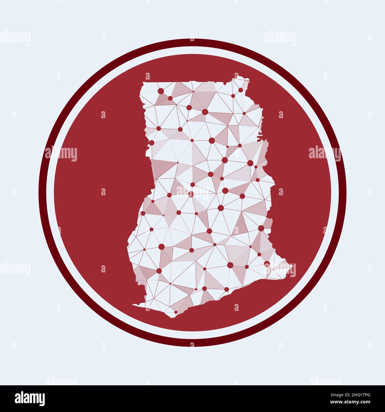 Ghana icon. Trendy tech logo of the country. Geometric mesh round ...