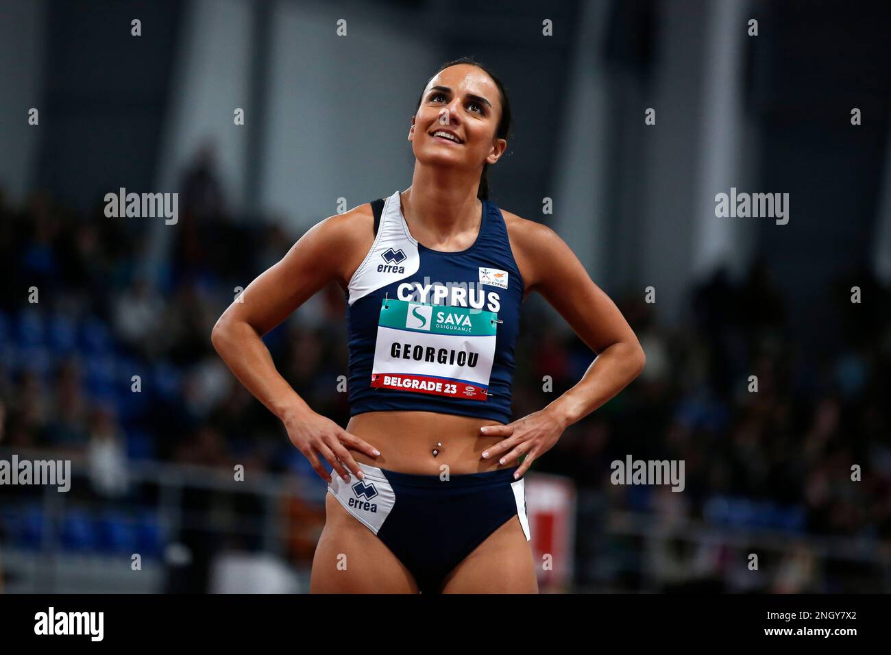 Belgrade, Serbia, 15 February 2023. Dafni of Cyprus reacts