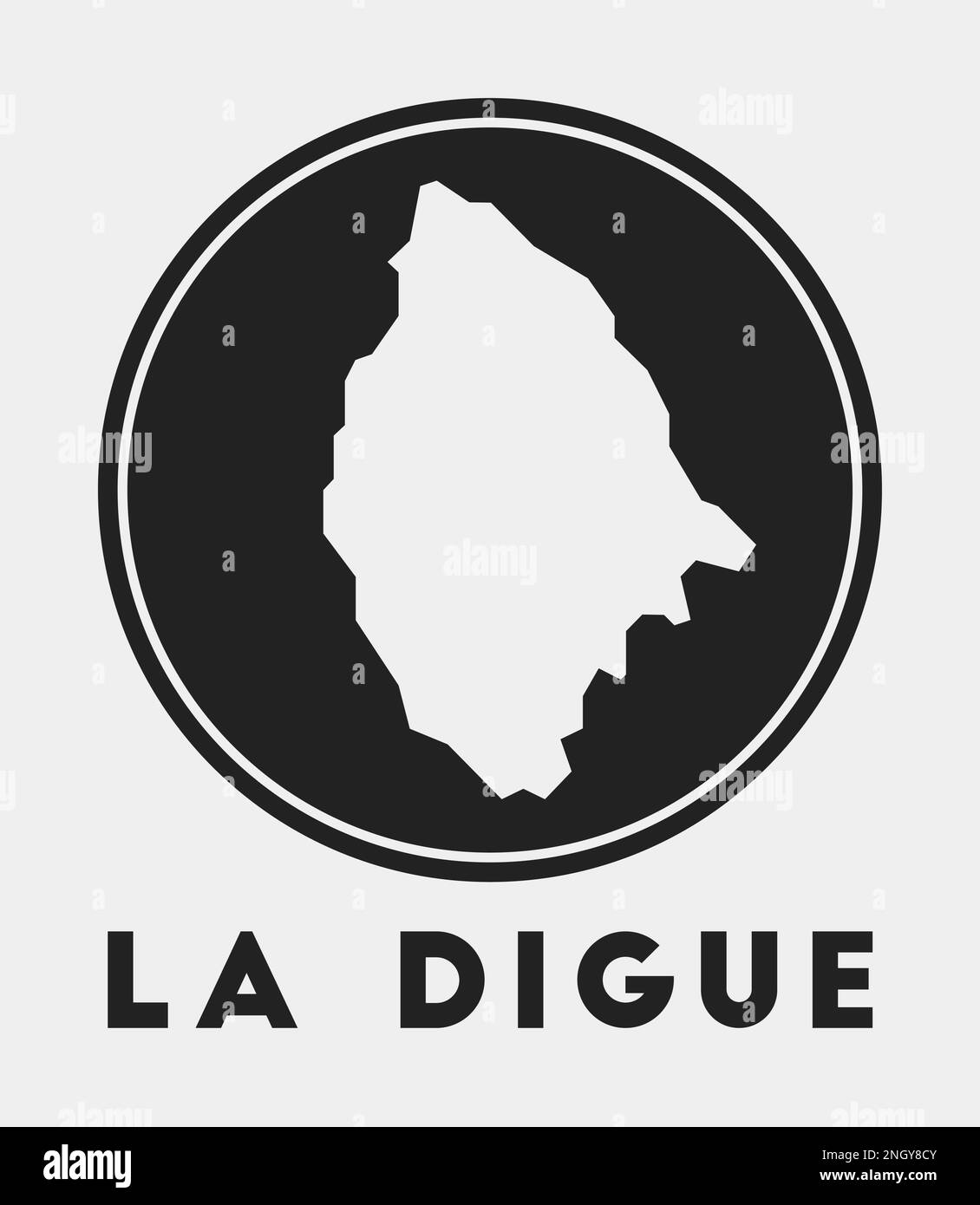 La Digue icon. Round logo with island map and title. Stylish La Digue ...