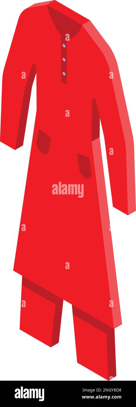 Red arab cloth icon isometric vector. Saudi fashion. Women character ...