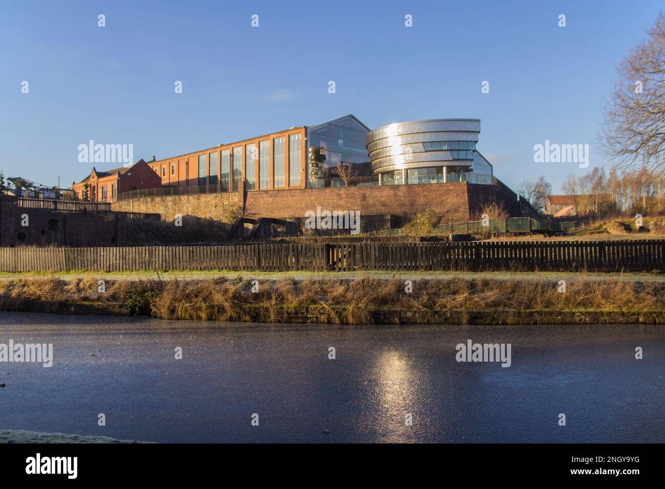 Summerlee Museum of Scottish Industrial Life at Coatbridge North Lanarkshire Scotland UK photo taken from across Monkland Canal Stock Photo