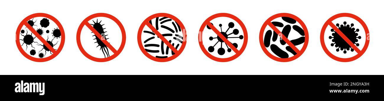 Antibacterial antiviral icon germ. Virus bacteria vector stop symbol ...