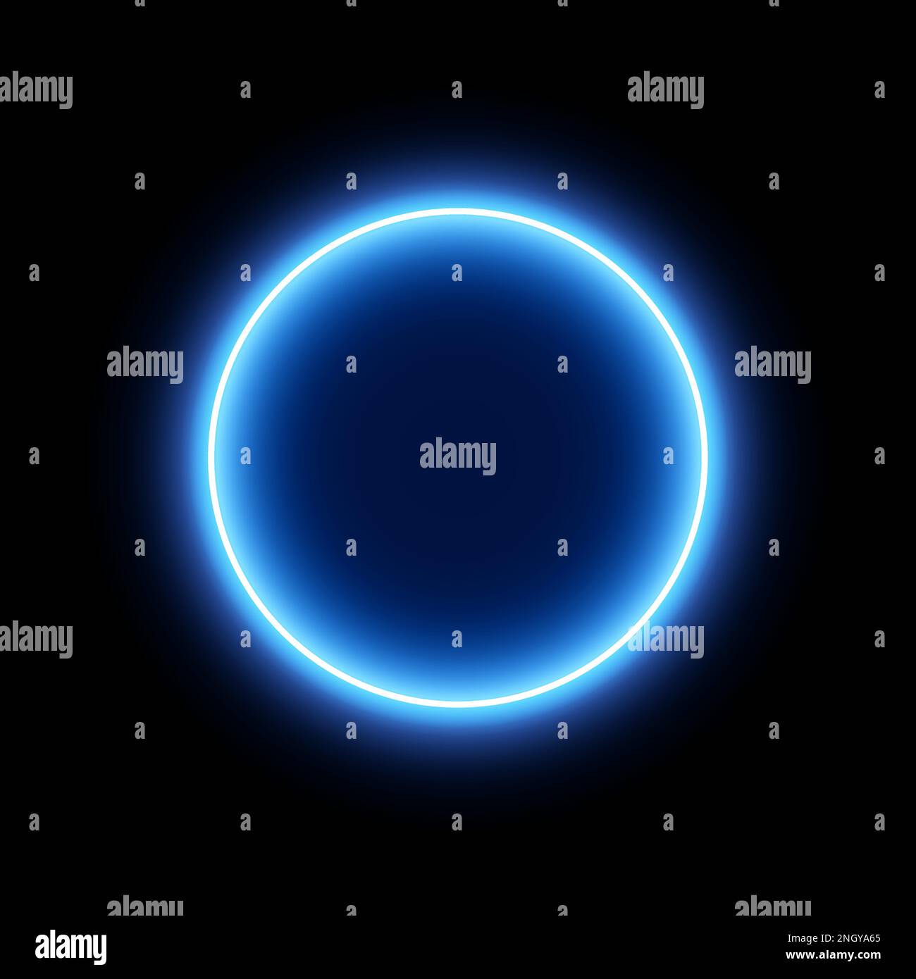 Neon light frame box line circle background. Led neon glow vector shape ...