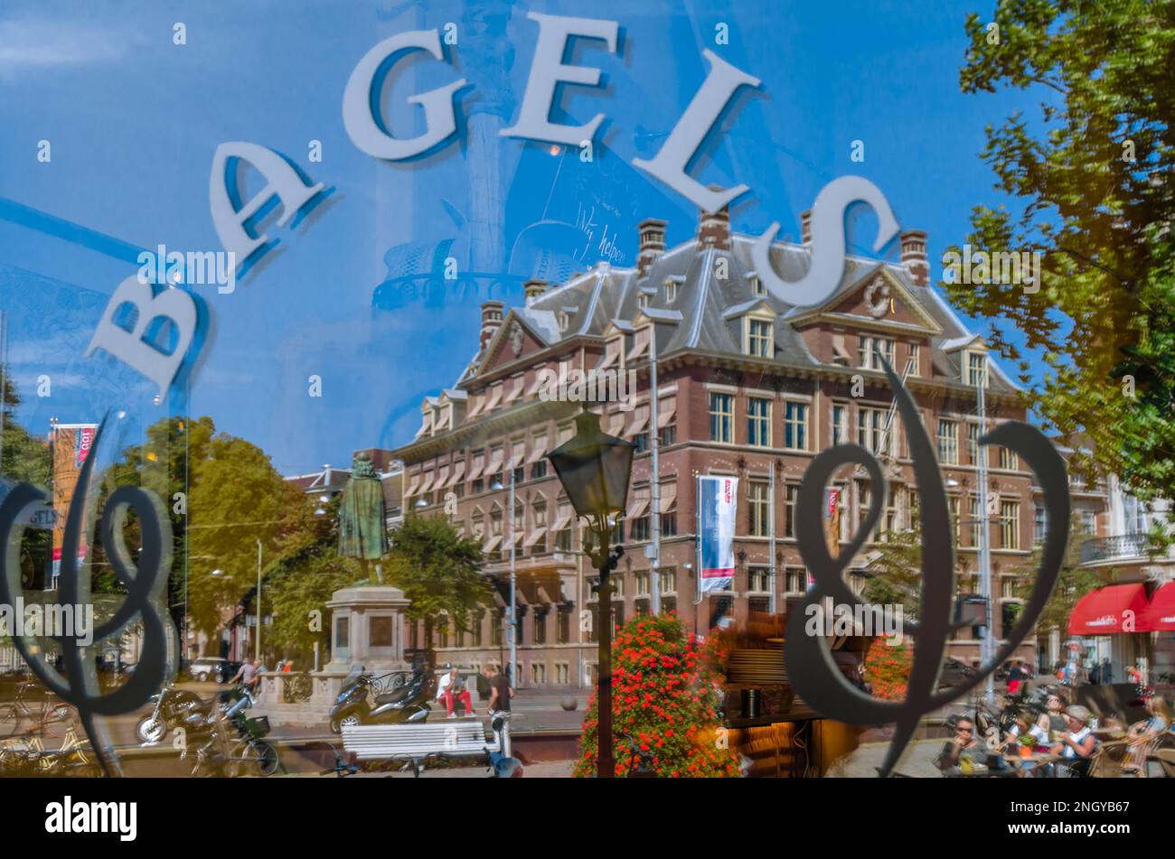 THE HAGUE, NETHERLANDS AUGUST 26, 2013 Facade and logo of Bagels and