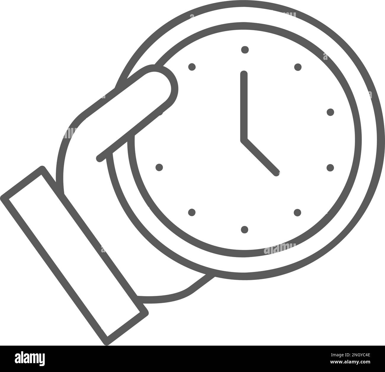 Hand holding clock, keep time, save the time lineal icon. Time