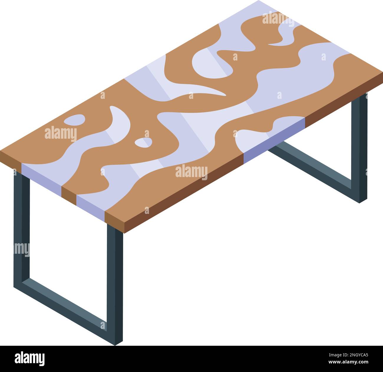 Reading table epoxy icon isometric vector. Wood resin. Art design Stock ...