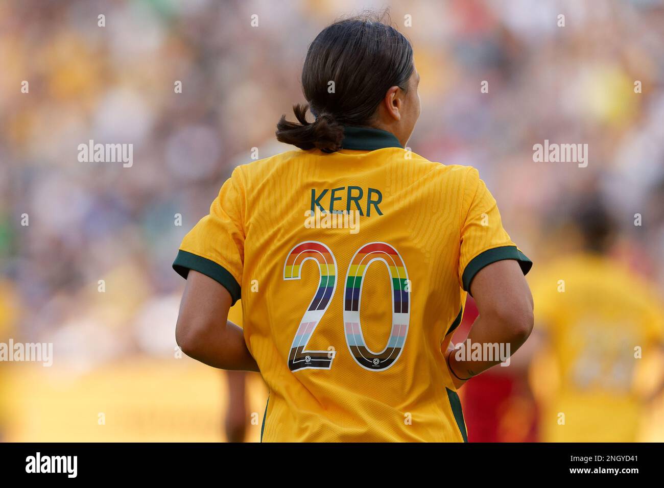 Sydney, Australia. 19th Feb, 2023. Sam Kerr of Australia is seen