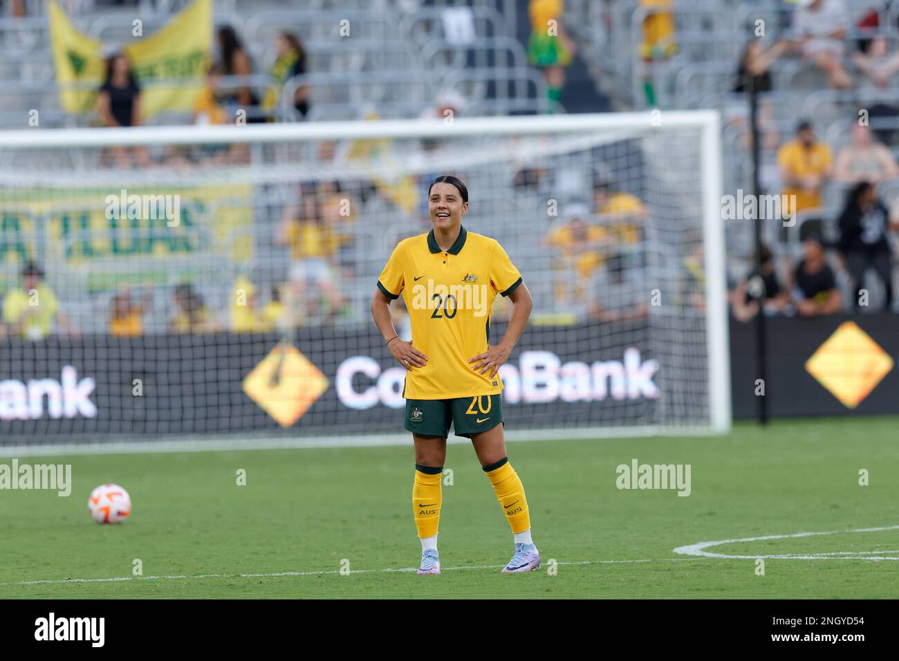 Sydney, Australia. 19th Feb, 2023. Sam Kerr of Australia looks on