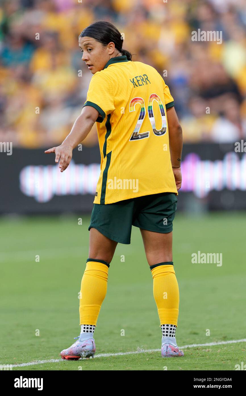 Sydney, Australia. 19th Feb, 2023. Sam Kerr of Australia looks on