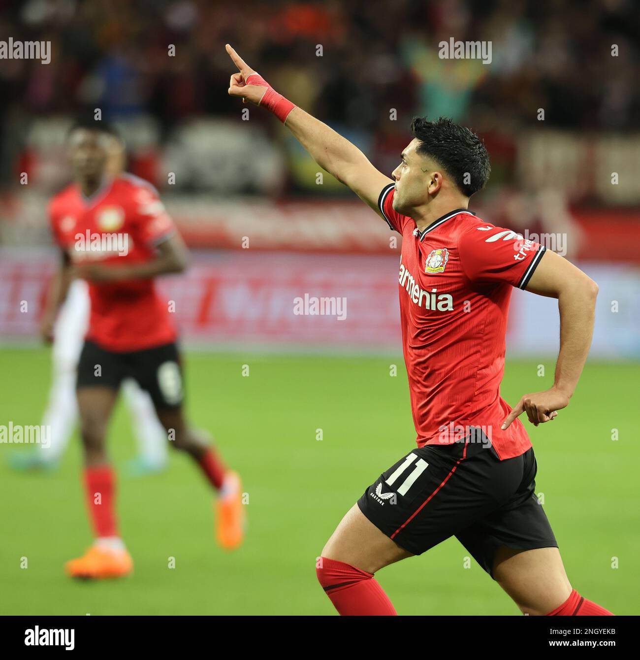 Nadiem Amiri (Bayer), Leverkusen, Germany. 19th Feb, 2023. Bundesliga